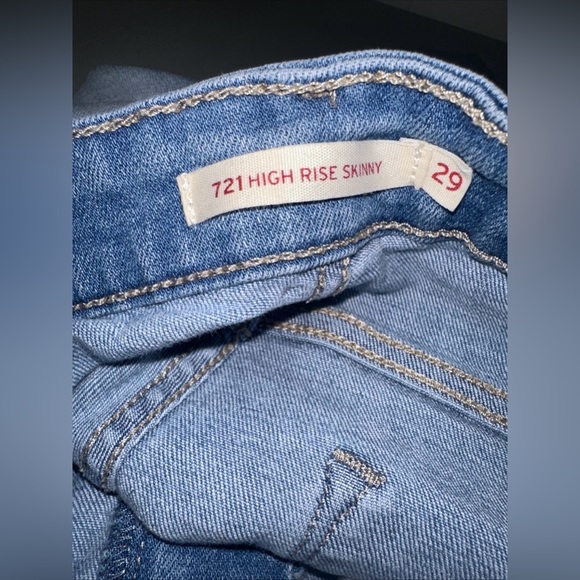 Levis 721 Sz 29 X30 Women's High Rise Skinny Jeans Distressed Destroyed - Picture 6 of 15